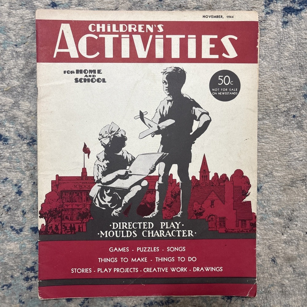 Vintage Children's Activities Book November 1944 WW2 Era Games Puzzles Stories